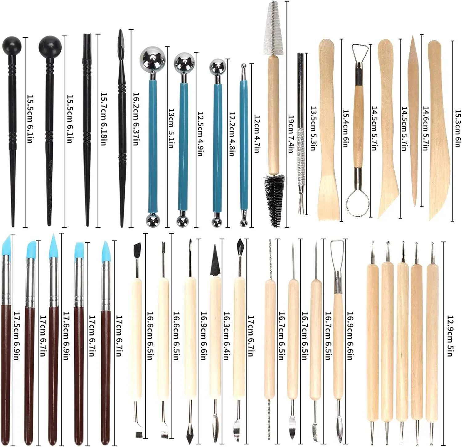 Wood Chisel Set - 8–61 Teile Töpferwerkzeug-Set – Keramik-Ton-Bild- und